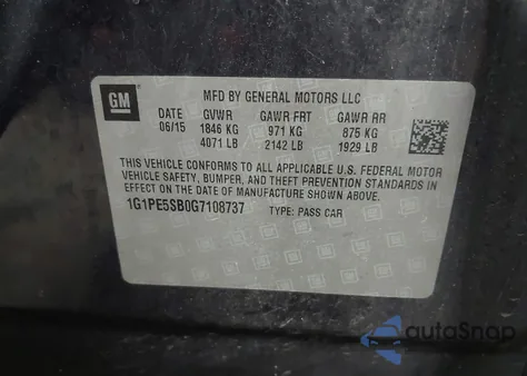 2016 Chevrolet Cruze Limited 1Lt Auto from USA, damaged, VIN 1G1PE5SB0G7108737